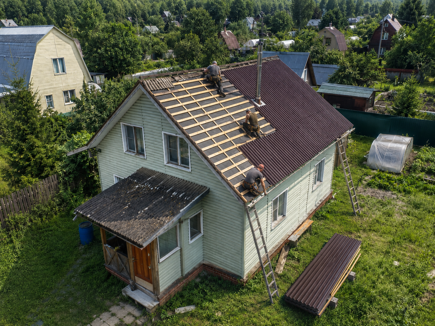Замена кровли в процессе